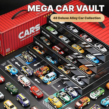 CONTAINER ALLOY CAR MODEL FINALE INERTIA PULL BACK MINI CAR TOY - 48PCS